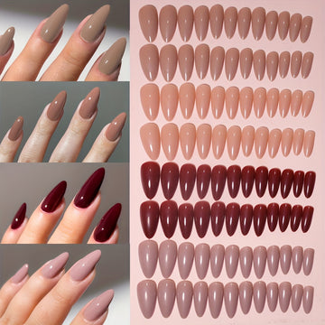 Glossy Medium Almond Press-On Nails