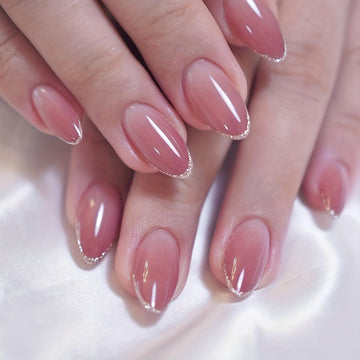 Glossy Medium Oval Nude Gradient Press-On Nails