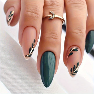 Glossy Long Almond Nude White Gradient Nails