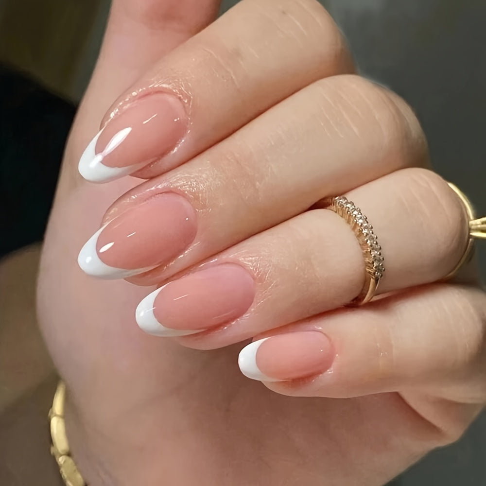 French tip nude nails with white tips