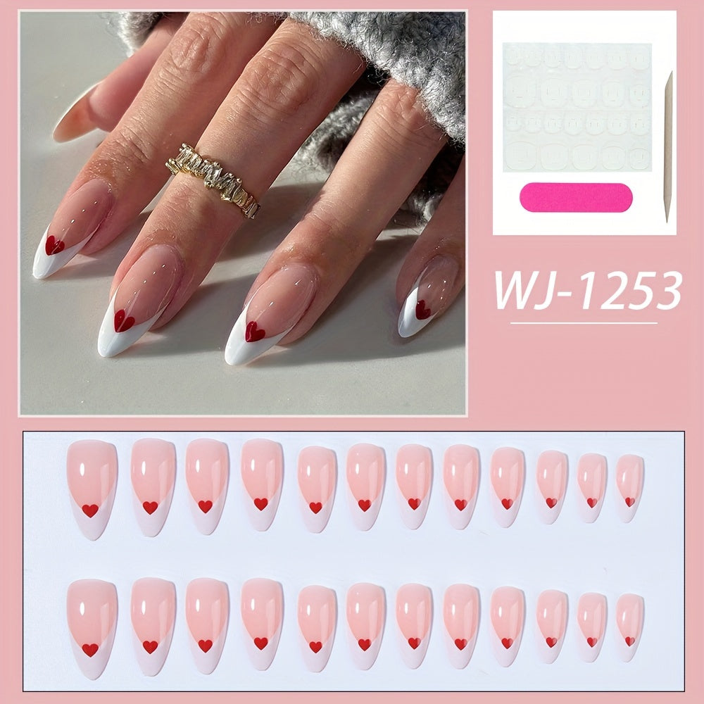 Glossy Medium Almond Valentine Press-On Nails