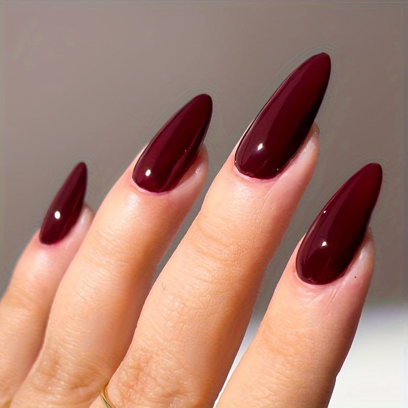 Glossy Medium Almond Press-On Nails