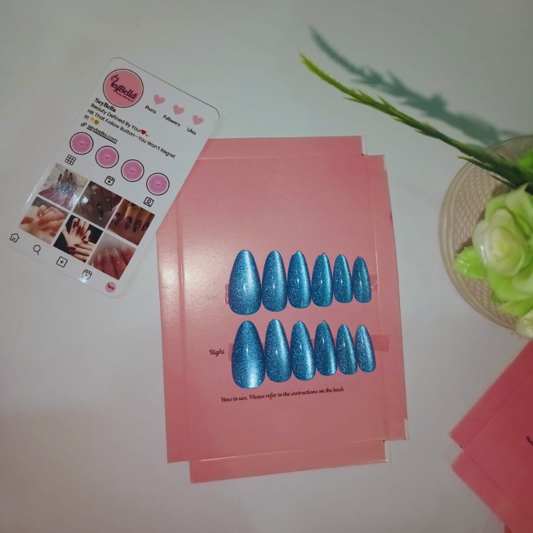 acrylic nails glossy blue